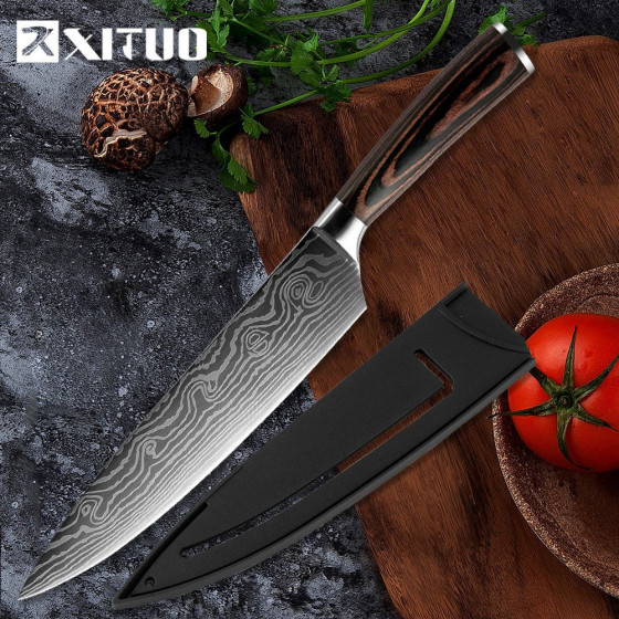 Професионален 8" кухненски нож от дамаска стомана – подаръчна кутия