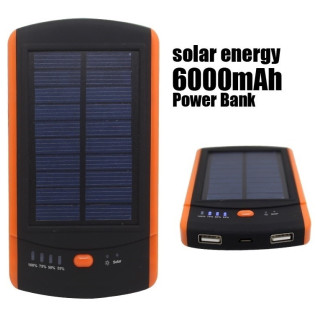Соларна външна батерия 6000mAh с два USB порта - Купете сега