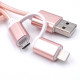 Комбиниран USB кабел за Android и iPhone с текстилна оплетка